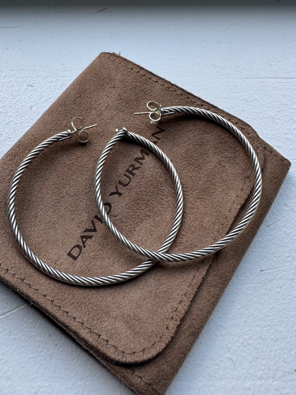 David Yurman Twisted Cable Hoop Earrings in Silver